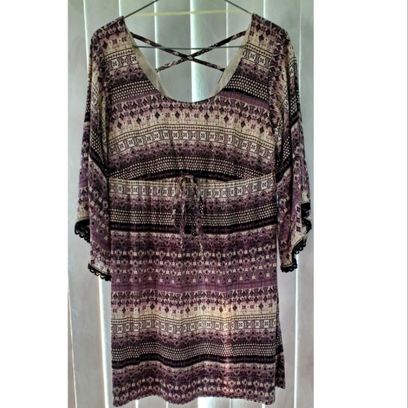 CHARLOTTE RUSSE Mini Paisley Peasant Dress- Size S - Picture 1 of 6